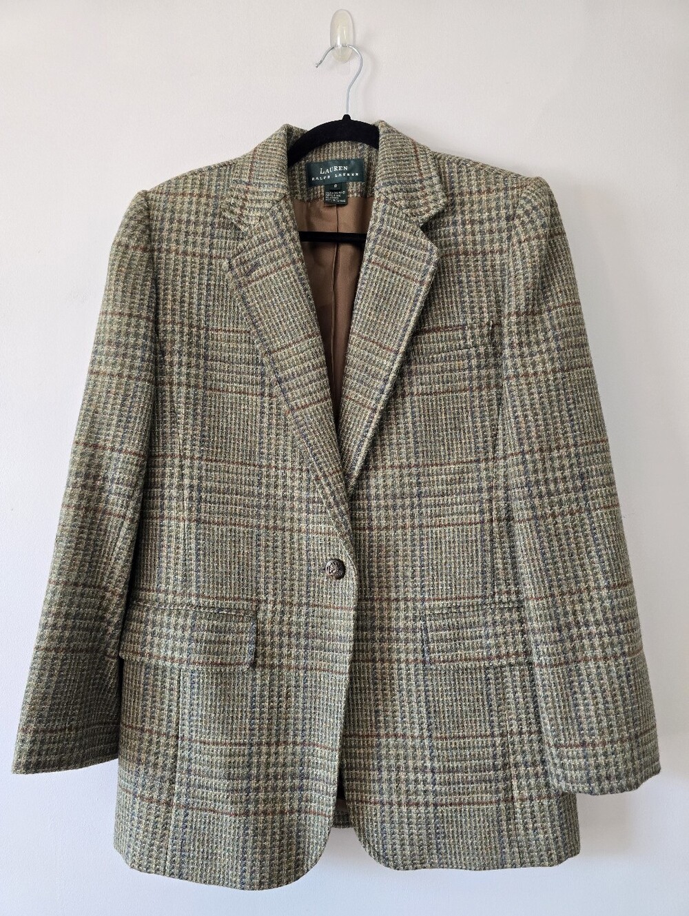 Vintage Lauren Ralph Lauren Glen Plaid Equestrian Blazer | Horse Buttons 8